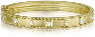 Penny Preville 18K Gold Bangle with Round & Square Diamond Stations