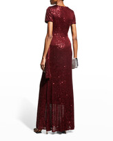Thumbnail for your product : Basix II Short-Sleeve Sequin Sashed Gown