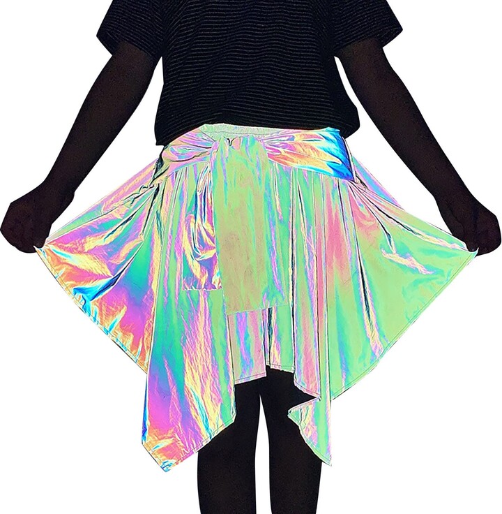 PANGHUBO Hot Mini Skirt Women Glow Rainbow Hip Hop Elastic Waist ...