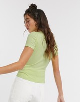 Thumbnail for your product : Monki ribbed crop t-shirt in green
