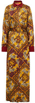 Thumbnail for your product : F.R.S For Restless Sleepers Febo Belted Hammered Satin-jacquard Maxi Shirt Dress