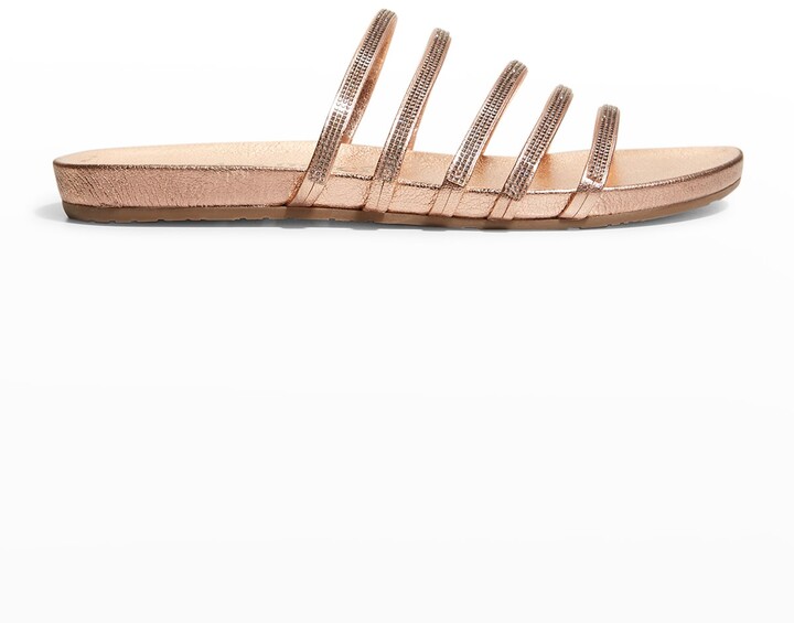 Pedro Garcia Gala Metallic Swarovski Flat Sandals - ShopStyle