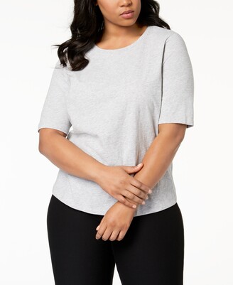 Eileen Fisher System Plus Size Organic Cotton Elbow-Sleeve T-Shirt