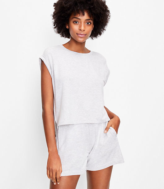 Fashion Look Featuring LOFT T-shirts and LOFT Drawstring Shorts by
