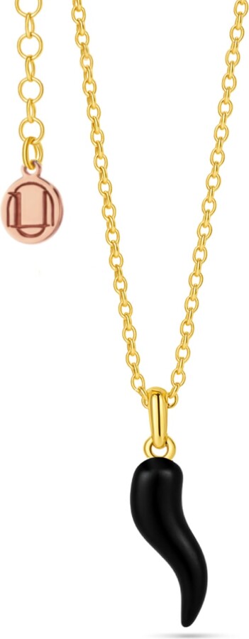 Unaloe Gold / Black Gold And Back Enamel Cornicello Necklace – Italian Handmade Good Luck Charm