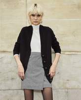 Thumbnail for your product : The Kooples Mid-length black cardigan with leather strips
