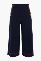 Thumbnail for your product : Maje Payo Cropped Button-detailed Cotton Wide-leg Pants