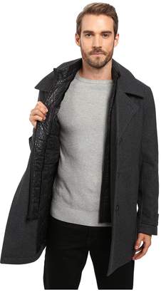 Andrew Marc Cushing Pressed Wool Peacoat w/ Removable Quilted Bib Men's Coat