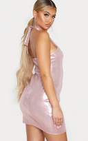 Thumbnail for your product : PrettyLittleThing Silver Shimmer Metallic Halterneck Bodycon Dress