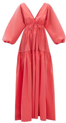 BERNADETTE Marlow Puff-sleeve Taffeta Gown - Red