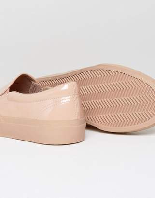 ASOS Slip On Plimsolls In Patent Pink With Chunky Sole