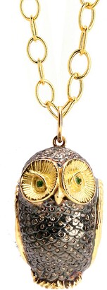 Epinki Women Girls Necklace Retro Owl Pendant Charm Lucky Bring Chain with Colorful Cubic Zirconia 68CM 