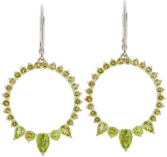 Gemstone Open Circle Design Drop Earrings, Sterling Silver