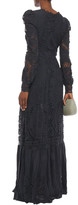 Thumbnail for your product : LoveShackFancy Janet Fluted Crocheted Cotton Lace Maxi Dress
