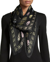 Thumbnail for your product : Alexander McQueen Silk Skull Scarf, Black