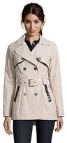 Thumbnail for your product : Wyatt khaki cotton blend faux leather trim belted trench