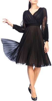 Moschino Boutique Dress Boutique Dress In Pleated Fabric And Lace