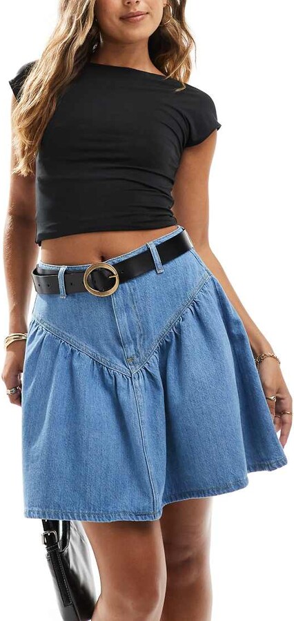 ASOS DESIGN denim mini cargo skirt in khaki ShopStyle
