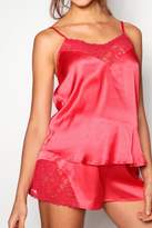 Thumbnail for your product : boohoo Maternity Lace Detail Satin Short Set