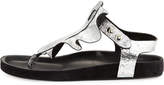 Thumbnail for your product : Isabel Marant Leakey Ruffled T-Strap Sandal, Silver