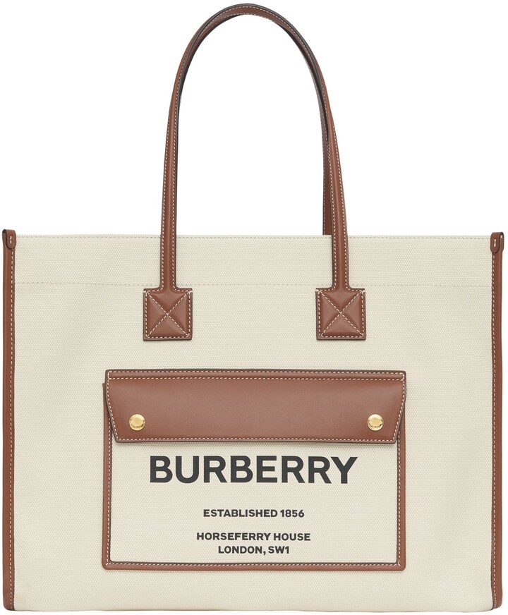 Burberry Canvas And Leather Bag | Shop the world's largest 