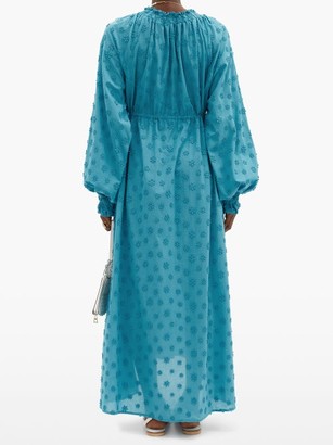 Dodo Bar Or Myra Floral-applique Cotton Maxi Dress - Blue