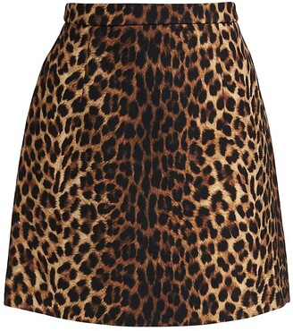 Michael Kors Collection Leopard Print A-Line Mini Skirt