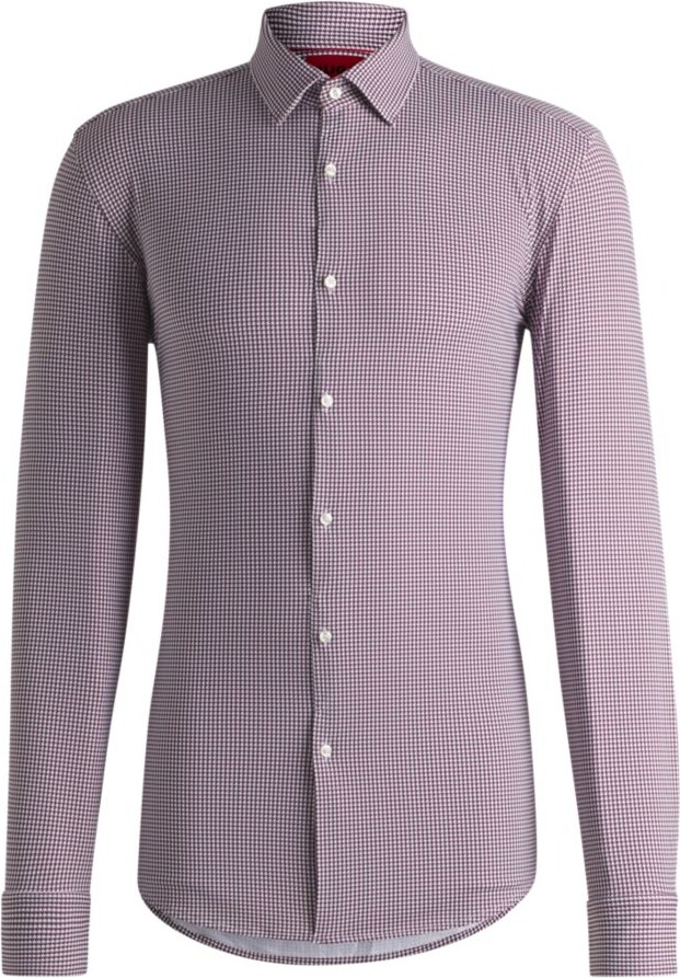 HUGO BOSS Slim-fit shirt in printed performance-stretch jersey