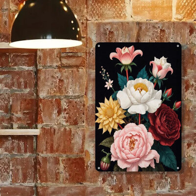 August Grove Floral Arrangement Tin Sign 12 × 8