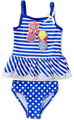 Flapdoodles Baby Girls 12-24 Months Flip-Flop Tankini & Dotted Bottom Swimsuit Set