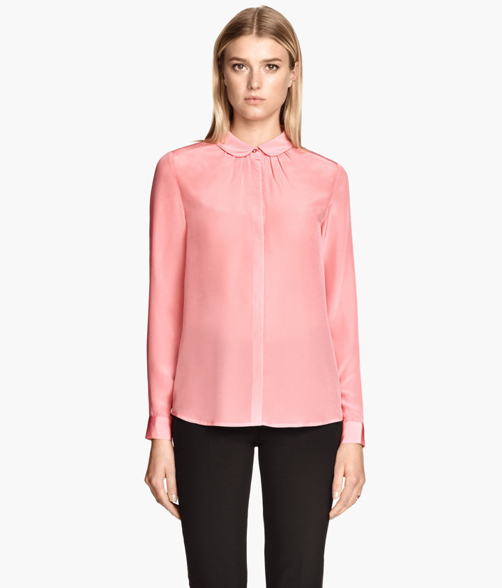 H&M Silk Blouse - Dark gray - Ladies - ShopStyle Button Down Shirts