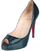 Thumbnail for your product : Christian Louboutin Suede Peep-Toe Pumps Metallic Suede Peep-Toe Pumps