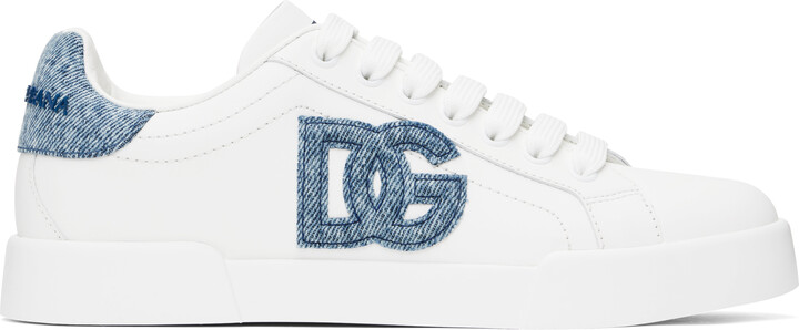 Dolce & Gabbana White Calfskin Portofino Light Sneakers