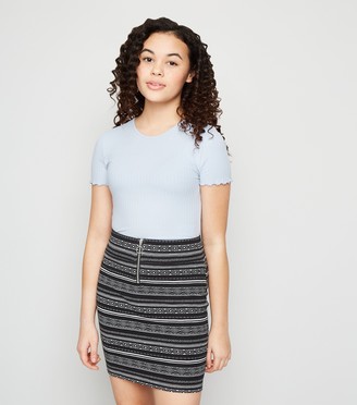 New Look Girls Geometric Ring Pull Zip Mini Skirt