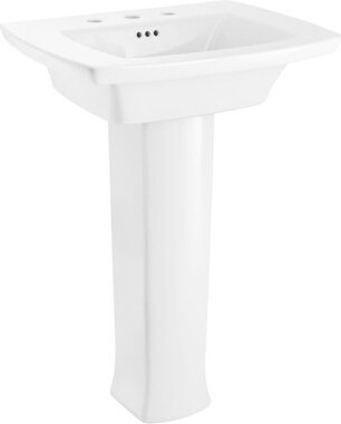 Edgemere 35.6" Tall White Ceramic Rectangular Pedestal Bathroom Sink with Overflow
