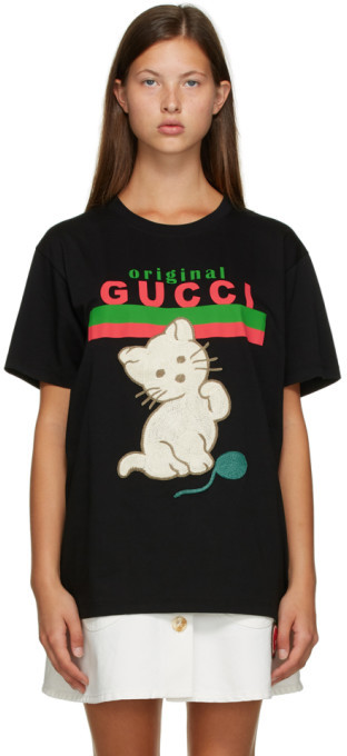 Gucci Black Original Cat T-Shirt - ShopStyle