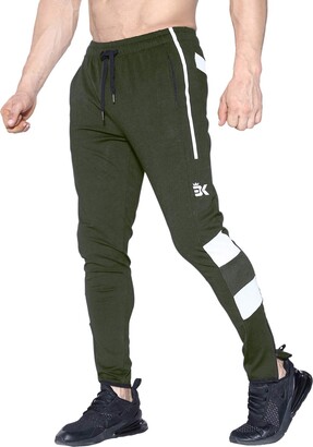 BROKIG Mens Sports Trousers Gym Joggers Tracksuit Bottom Slim Fit Jogging  Pants Leg Zip (Medium - ShopStyle