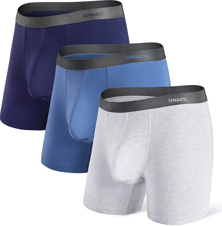 Separatec Men's Boxers Bamboo Underwear Trunks Breathable Soft Dual Pouch Fitted Underpants with