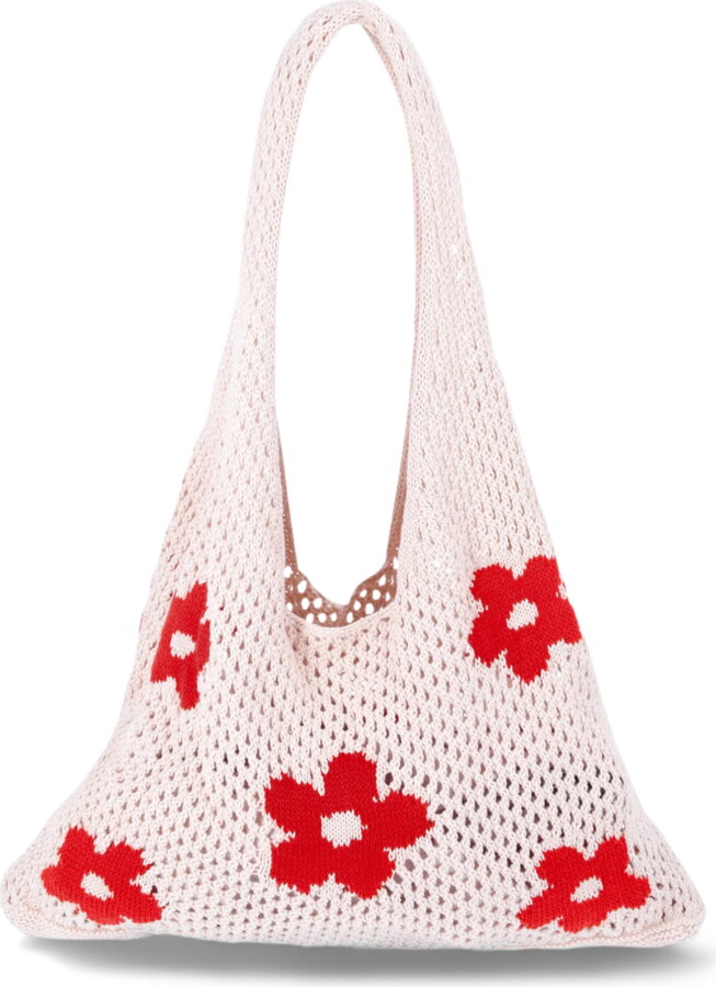 No Boundaries Women’s Festival Crochet Icon Tote Bag, Natural Flower