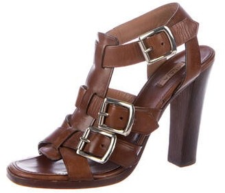 Alaia Leather Gladiator Sandals Brown