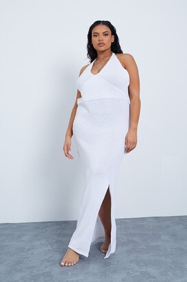 white side split maxi dress