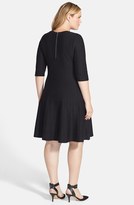 Thumbnail for your product : Nic+Zoe 'Twirl' Elbow Sleeve Knit Fit & Flare Dress (Plus Size)