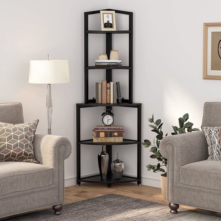 YUZHOU 5 Tier Corner Bookshelves Freestanding Small Bookcase, 60 Inch