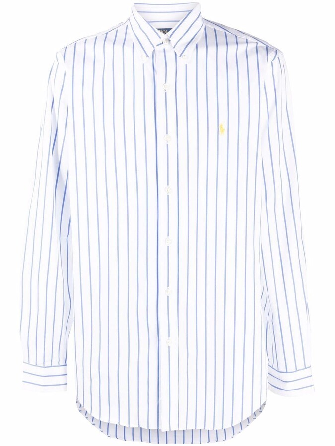 White Blue Vertical Striped Shirt | Shop the world's largest 