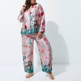 Thumbnail for your product : River Island Womens Plus pink satin jungle print pyjama shirt