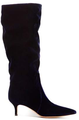 Gianvito Rossi Slouchy 55 Velvet Boots - Womens - Navy Gianvito Rossi Slouchy 55 Velvet Boots - Womens - Navy