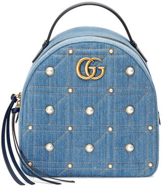 Gucci GG Marmont matelassé denim backpack