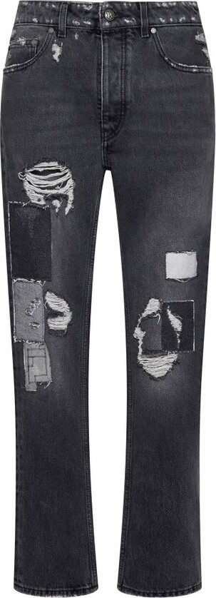 Palm Angels Ripped Detailed Straight Leg Jeans