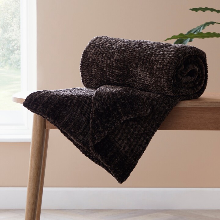 Dunelm Crystal Chenille Throw Brown ShopStyle