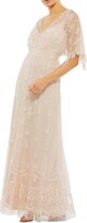 Thumbnail for your product : Mac Duggal Sequin Capelet-Sleeve Gown